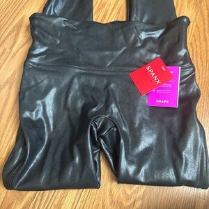 SPANX Shiny Black Faux Leather Leggings